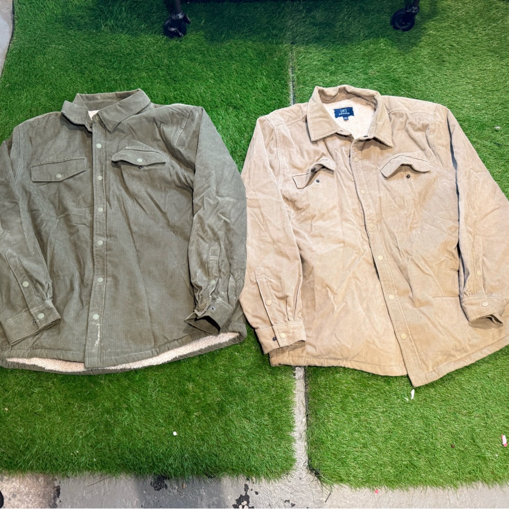 George Men's Olive and Beige Shirt Jackets
